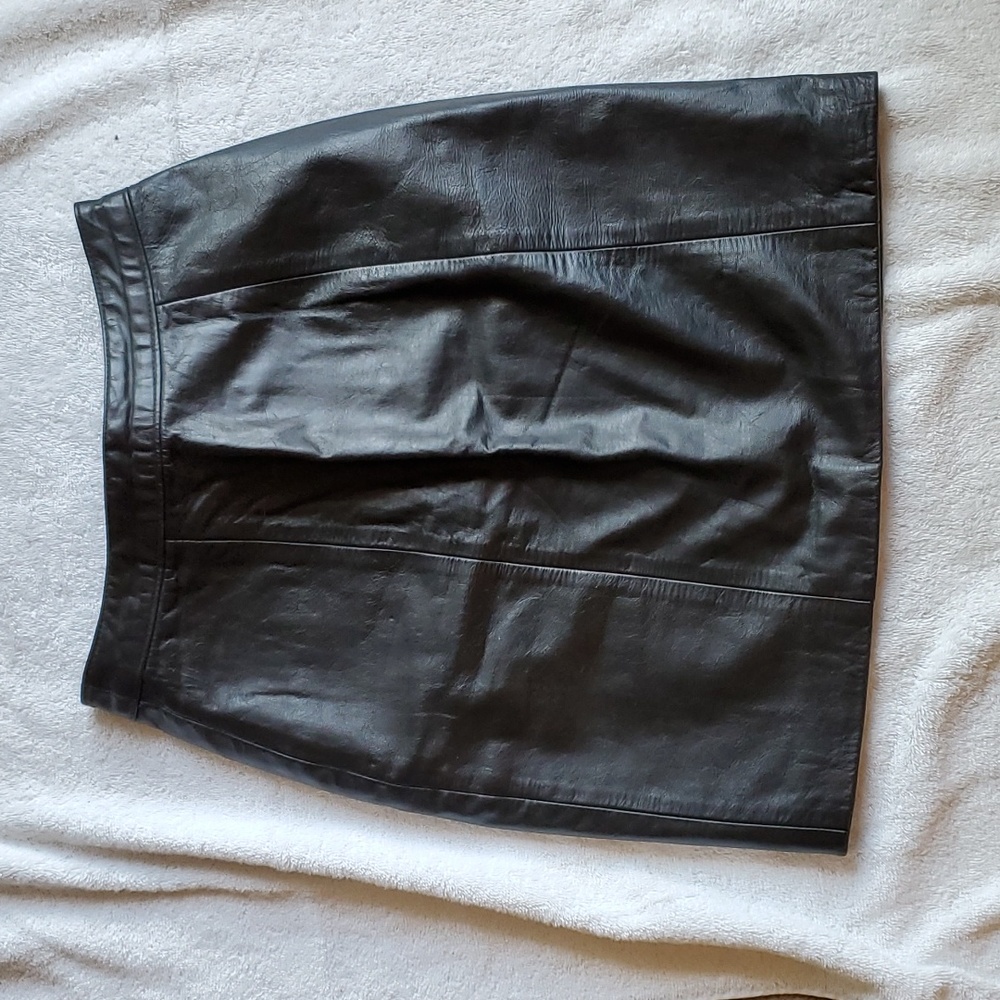 Byrnes & Baker Black Leather Skirt
